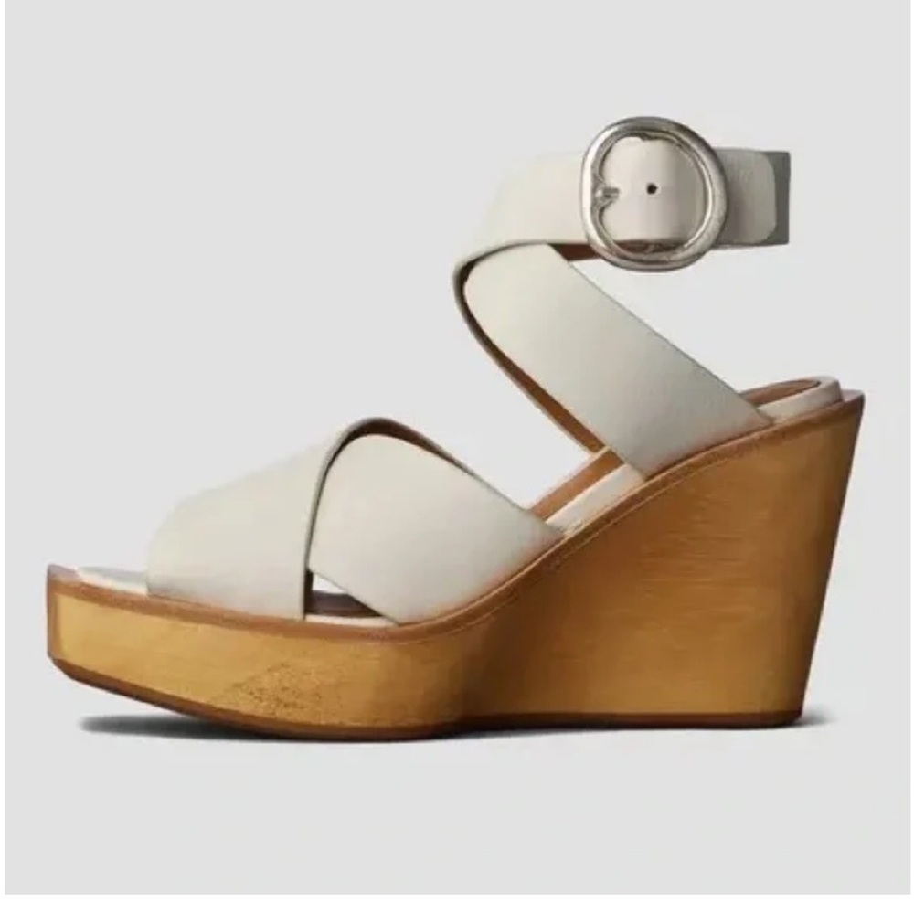 Rag & Bone Santiago Wedge Sandals Sz 40 Antique White, New,Cross-Strap Platform - Picture 5 of 12
